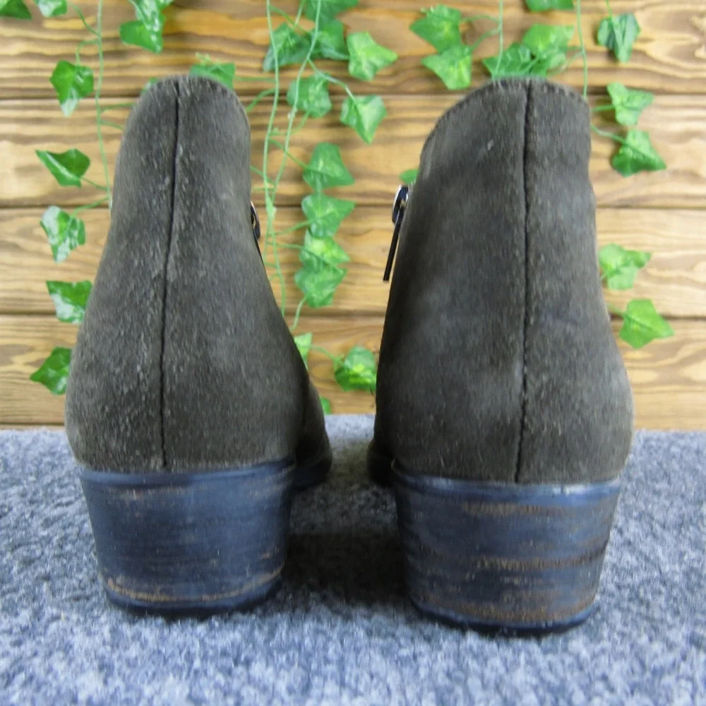Caralone Women's 36 Brown Suede Ankle Boots Zip Side Low‎ Heel Casual Booties